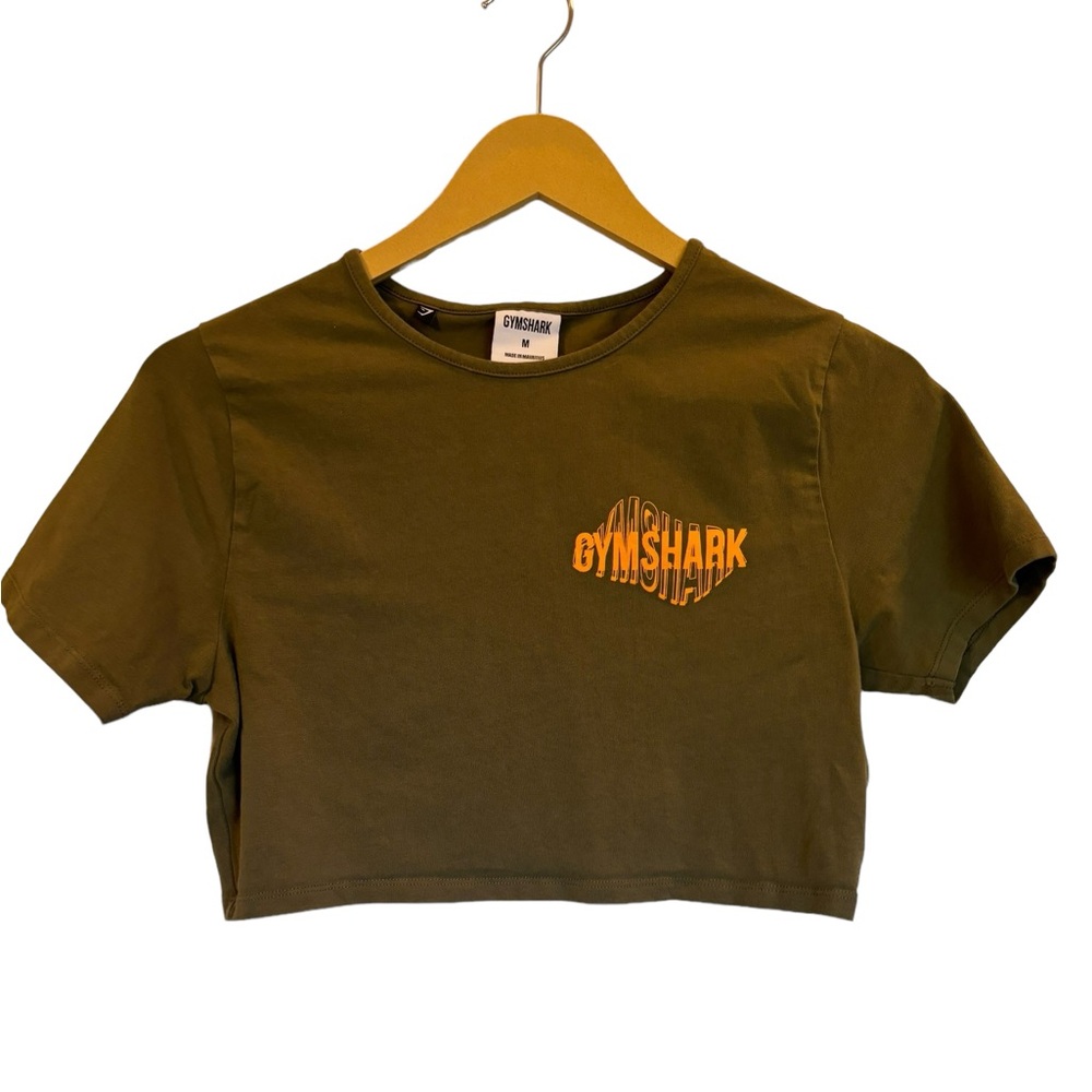 Gymshark Green Cropped Short Sleeve Crew Neck T Shirt Size Medium